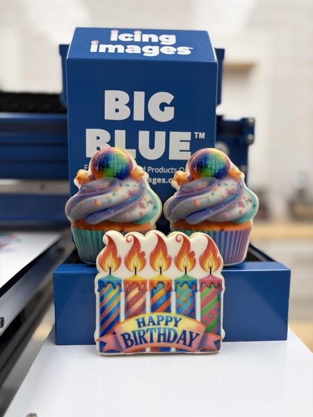 Big Blue cupcake and candle cookies