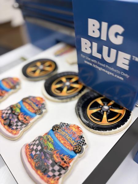 Hot wheel cookies printed on the Blue