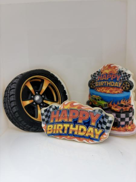 Hot wheel cookies printed on the Blue