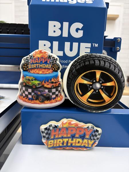 Hot wheel cookies printed on the Blue