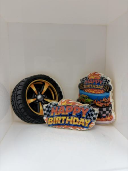 Hot wheel cookies printed on the Blue