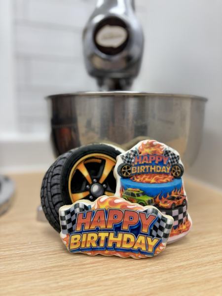 Hot wheel cookies printed on the Blue