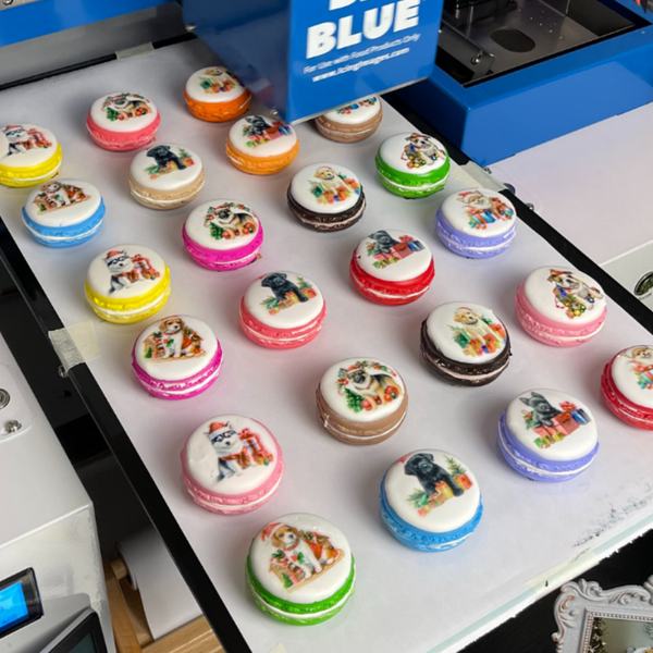 Macarons printed on the Blue