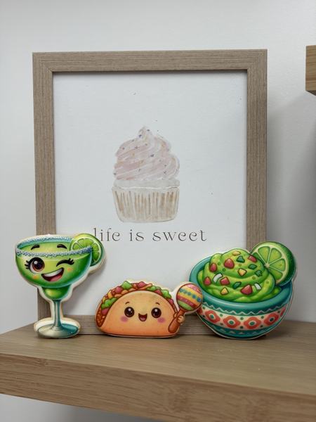 Taco cookies life is sweet printed on the Blue