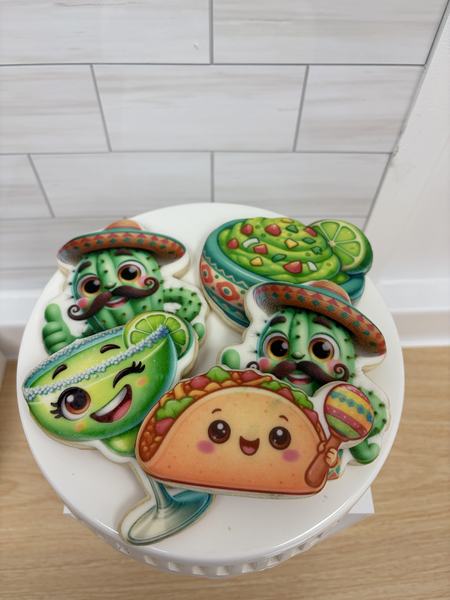 Taco cookies on plate printed on the Blue