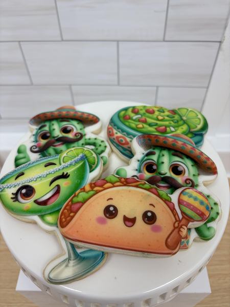 Taco cookies on plate printed on the Blue