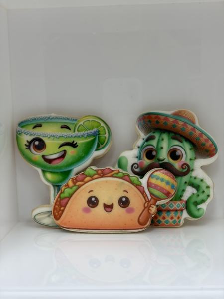 Taco cookies white background printed on the Blue